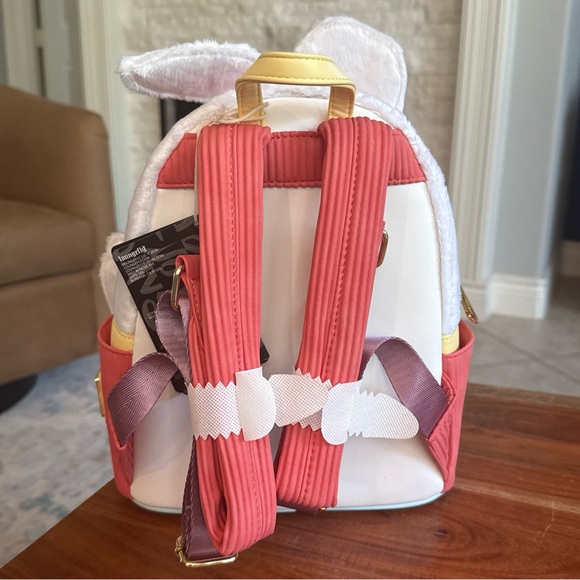 Loungefly White Rabbit Clock Backpack & Wallet Set in White, Pink, Yellow - Picture 3 of 11